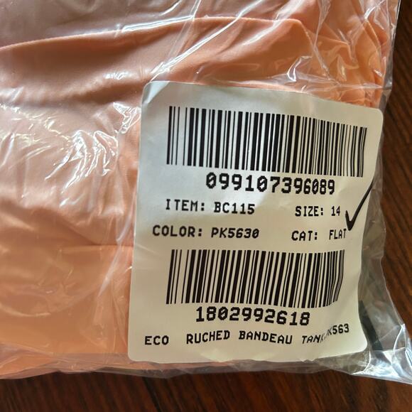 NWT J. Crew Ruched Bandeau One Piece Swim Suit 14 Peach One Piece J.Crew BC115 - Picture 5 of 5